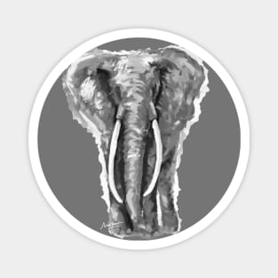 Elephant Art Black and White Magnet